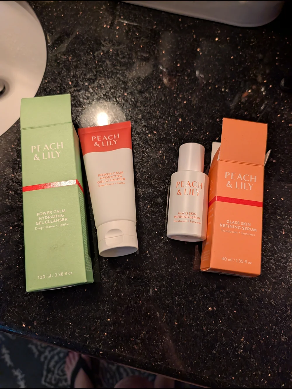 Peach & Lily Hydrating Gel Cleanser + Glass Skin Refining Serum - Green & Coral